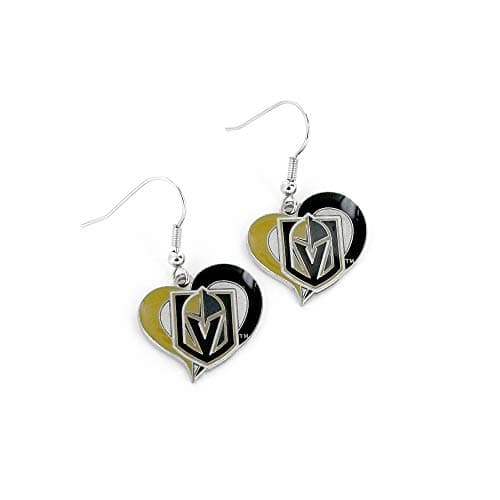 Vegas Golden Knights Swirl Heart Earrings