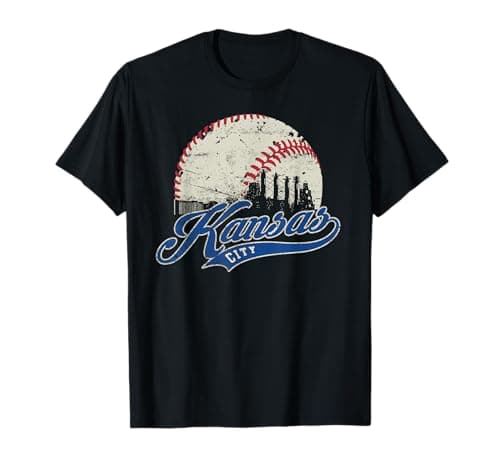 Kansas City Skyline Retro Baseball T-Shirt