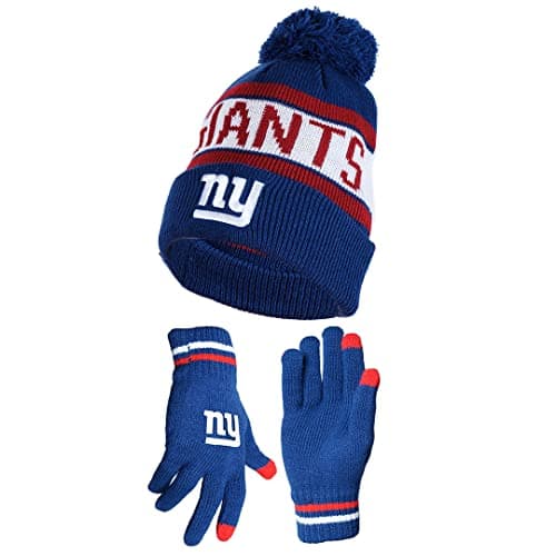 New York Giants Beanie and Touch Screen Gloves