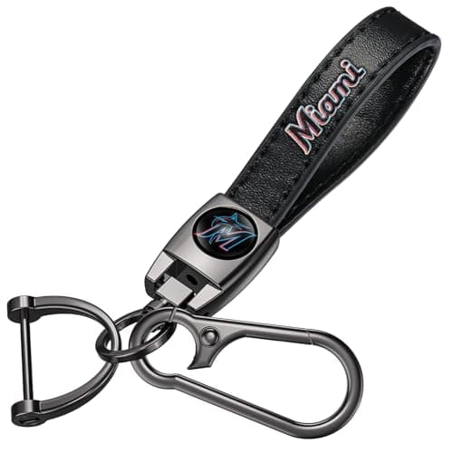 Miami Marlins Leather Car Keychain