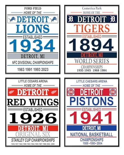 Detroit Sports Poster Set - Unframed