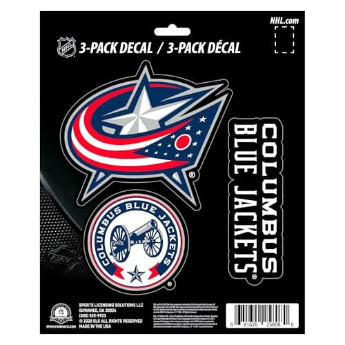 Columbus Blue Jackets Team Decals, 3-Pack