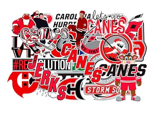 Carolina Hurricanes Hockey Stickers, 25 Pack