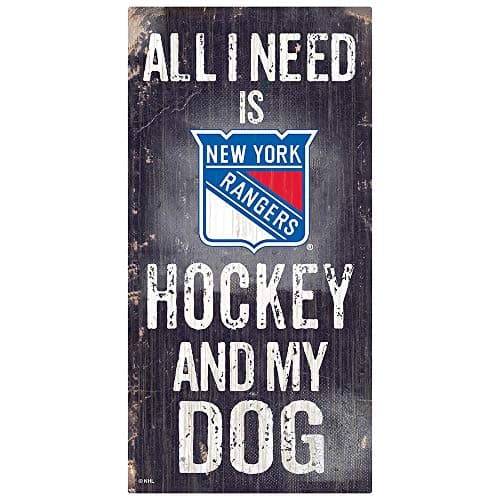 New York Rangers Hockey and Dog Sign