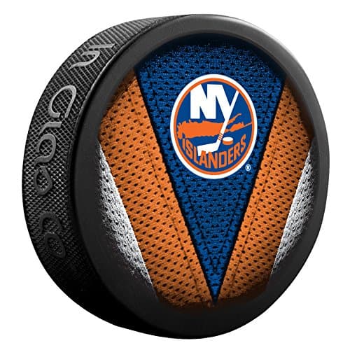 New York Islanders Stitch Design Hockey Puck