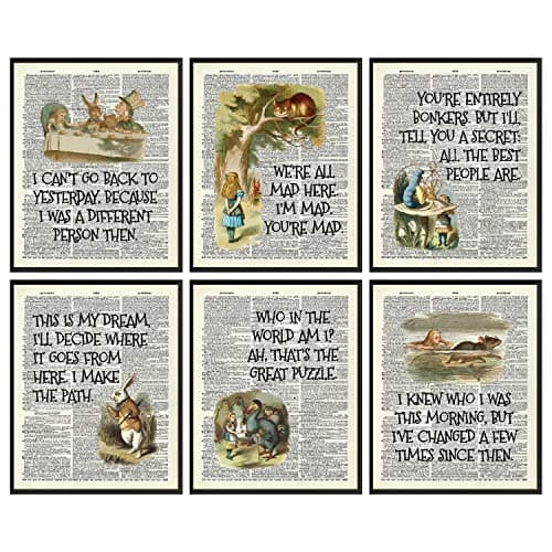 Alice Wonderland Wall Art, Set of 6 Prints