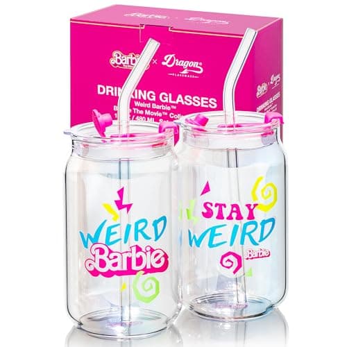 Barbie Movie Drinking Glasses with Lids