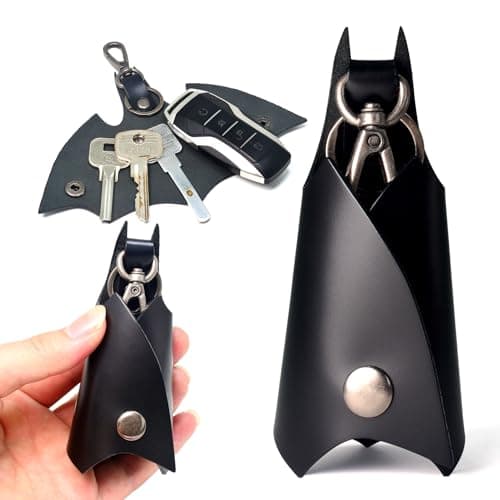Leather Bat Keychain for Car Keys