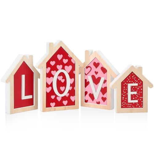 3D Wood House Valentine's Day Decor Set