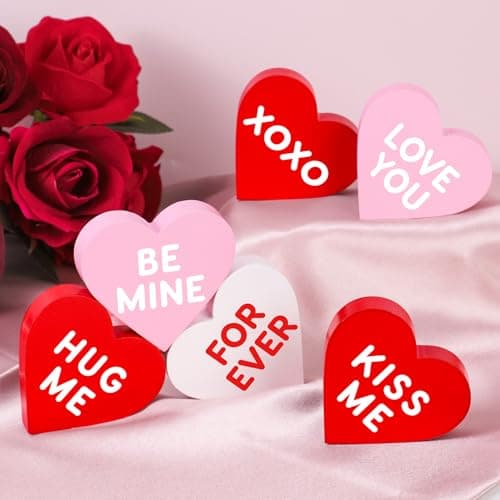 Conversation Heart Wooden Valentine's Day Decorations