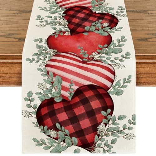 Eucalyptus Hearts Valentine's Day Table Runner