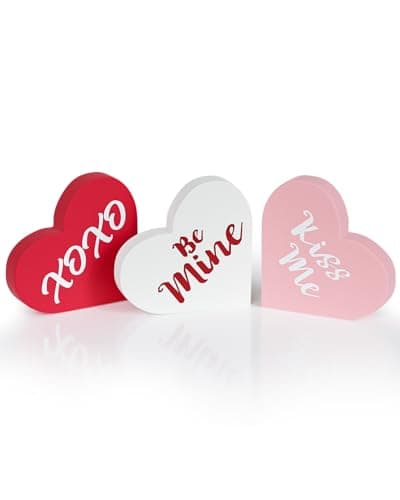 Large Wood Heart Shape Signs Set