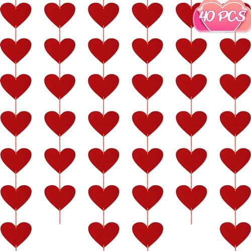 Red Heart Banner with Felt Hearts