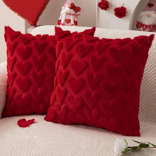Red Heart Valentine's Day Throw Pillow Covers Set