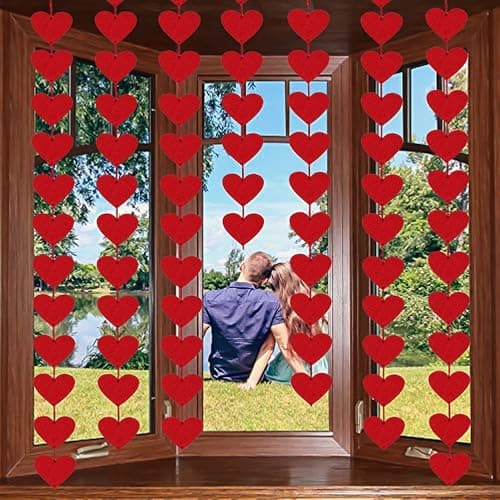 Red Hearts Felt Garland for Valentine's Day