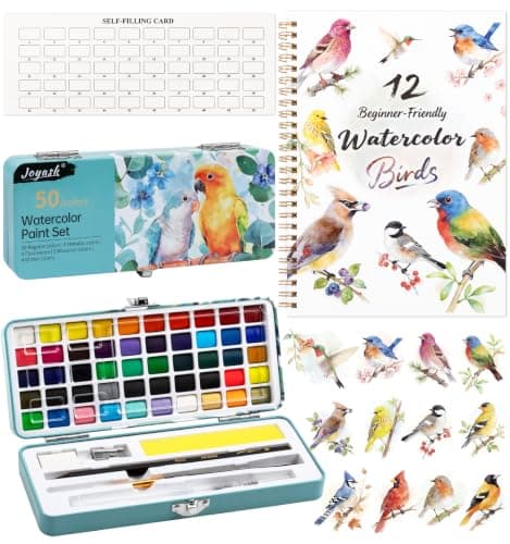 Bird-pattern watercolor workbook and paint set