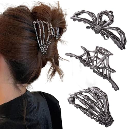 Spiderweb Skeleton Hand Hair Claw Clips