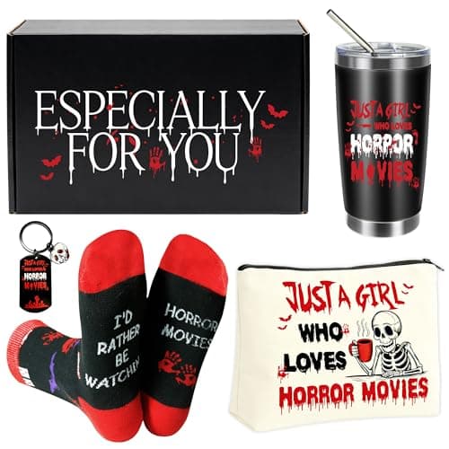 Horror Movie Gift Set with Tumbler, Cosmetic Bag and Socks