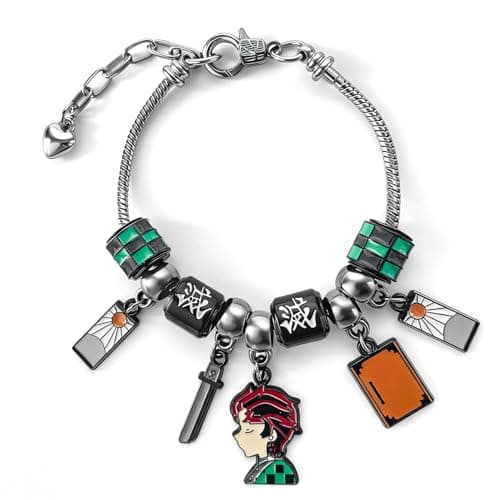 Tanjiro Beaded Bracelet Set with Sword Charm
