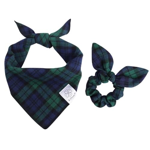 Plaid Dog Bandana and Scrunchie Set
