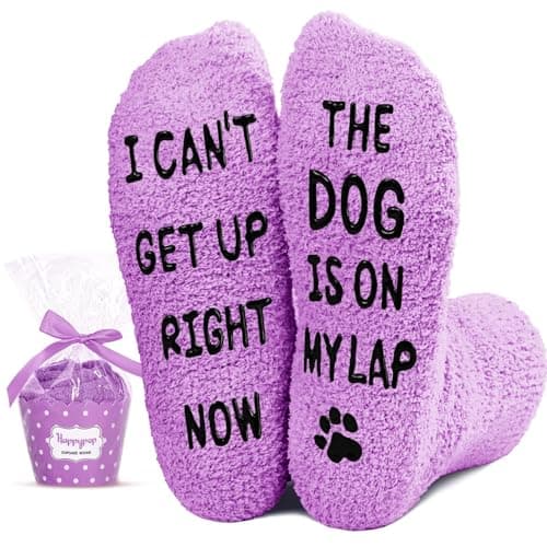 Purple Fuzzy Dog Mom Socks