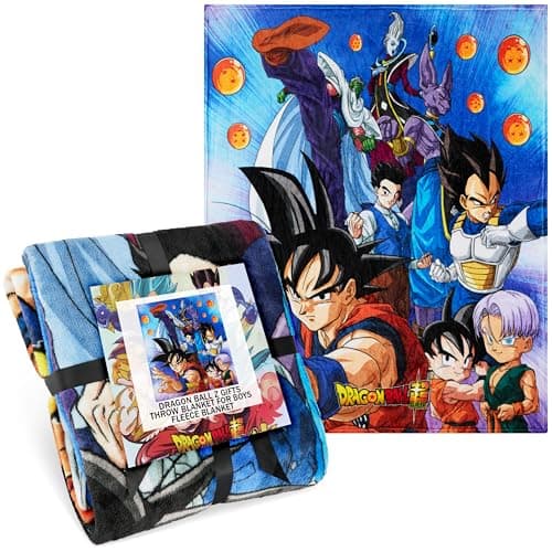 Dragon Ball Z character-art fleece throw