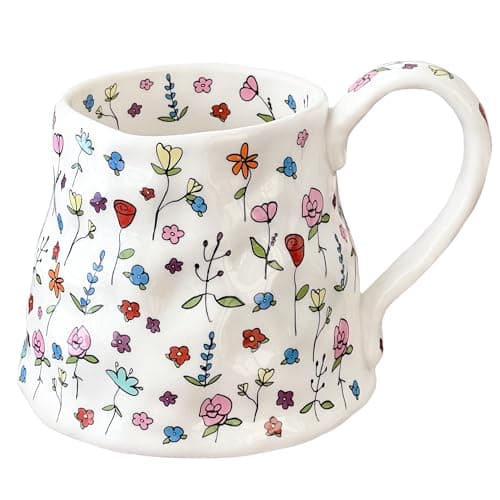 Pink floral ceramic mug