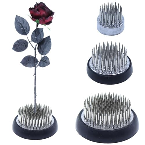 Set of three stainless-steel floral frogs