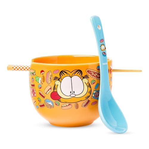 Garfield ramen bowl with chopsticks