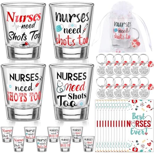 Nurse Gift Set with Shot Glasses and Keychains