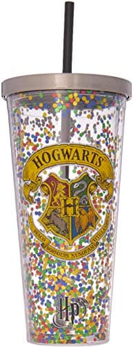 Hogwarts Glitter Cup with Straw