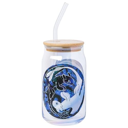 Toothless and Light Fury glass tumbler