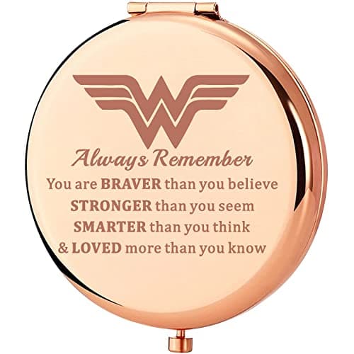 Heroine engraved compact mirror