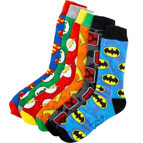Justice League logos crew socks, six-pack
