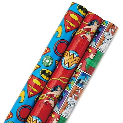 Justice League wrapping paper, three rolls
