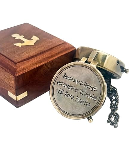 Second Star to the Right engraved compass
