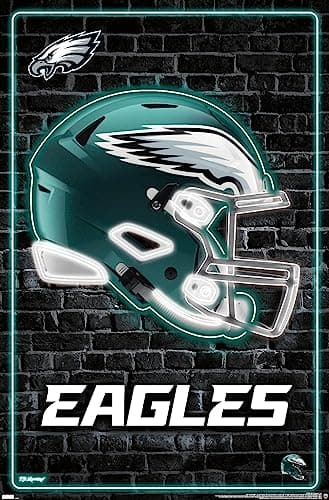 Philadelphia Eagles Neon Helmet Poster