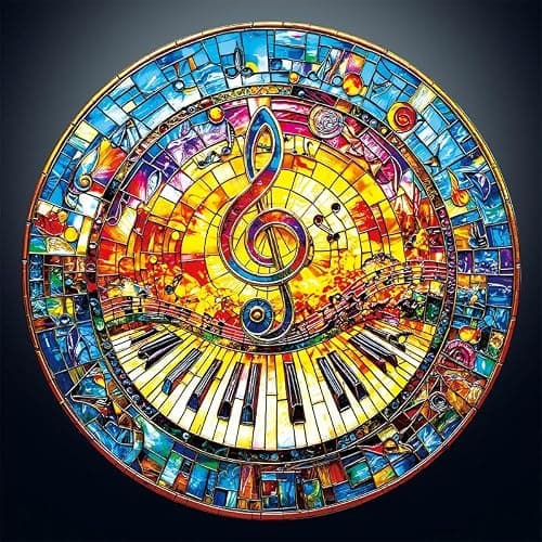 Stained-glass-style music jigsaw puzzle