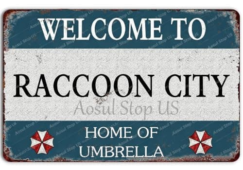 Welcome to Raccoon City Metal Tin Sign