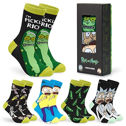 Rick and Morty Men's Novelty Socks, 5-Pack