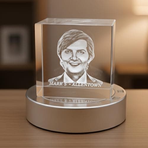 Mark Scout crystal head cube with LED rotating base