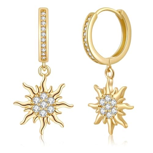 Gold Sun Dangle Earrings