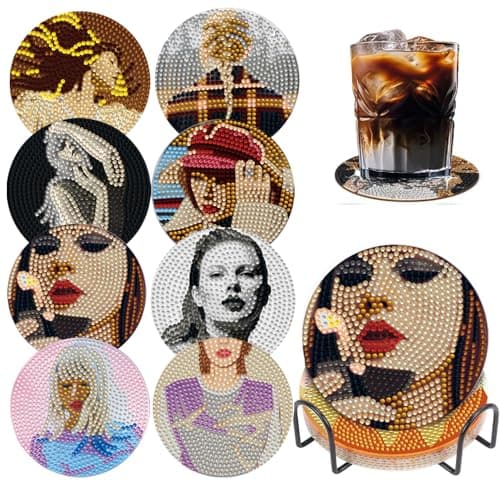 Pop Star Diamond Art Coaster Set with Holder
