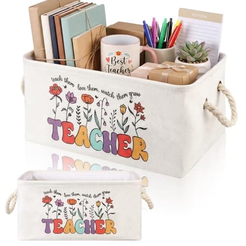 Foldable Linen Teacher Gift Basket