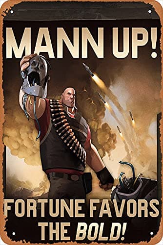 Team Fortress 2 Mann Up Vintage Metal Sign - Gift idea for Video Games