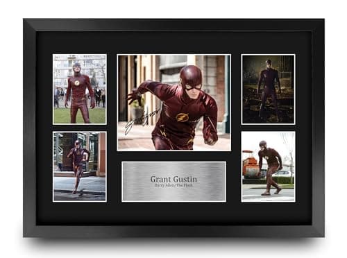 Framed Grant Gustin printed-signature display