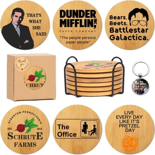 The Office Bamboo Coaster Set