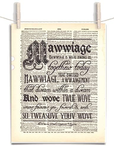 The Princess Bride "Mawwiage" Dictionary Art Print