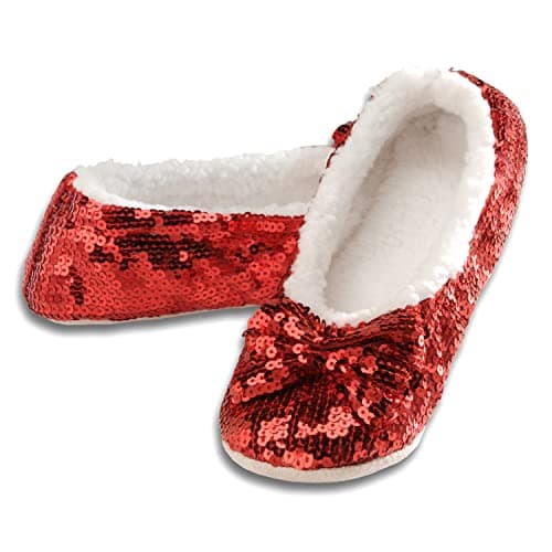 Snoozies Red Sequin Slipper Socks