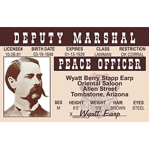 Wyatt Earp Parody Driver's License ID